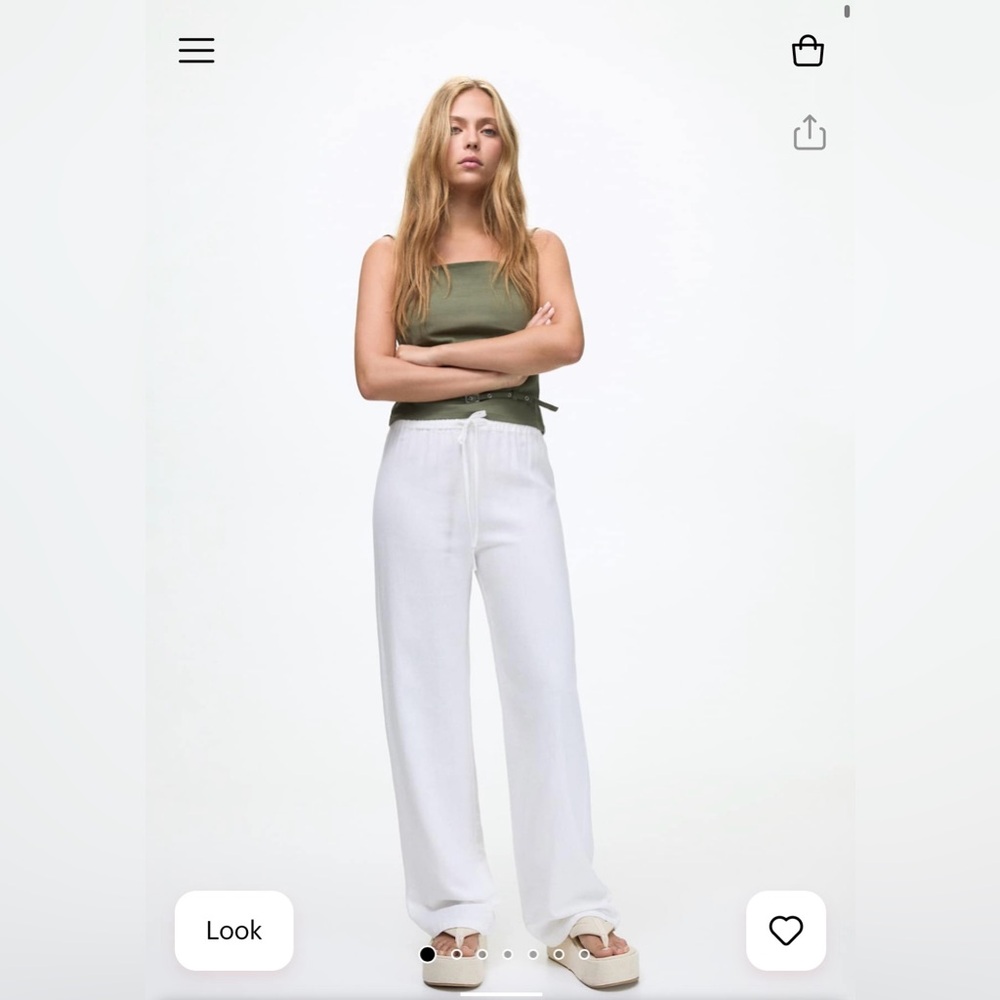 Pull&Bear white linen pants size small